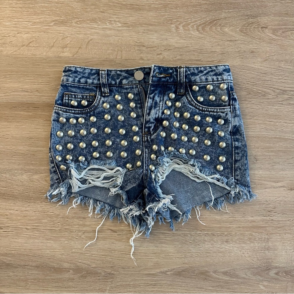 Boom Boom Jeans Blue Studded Jean Shorts